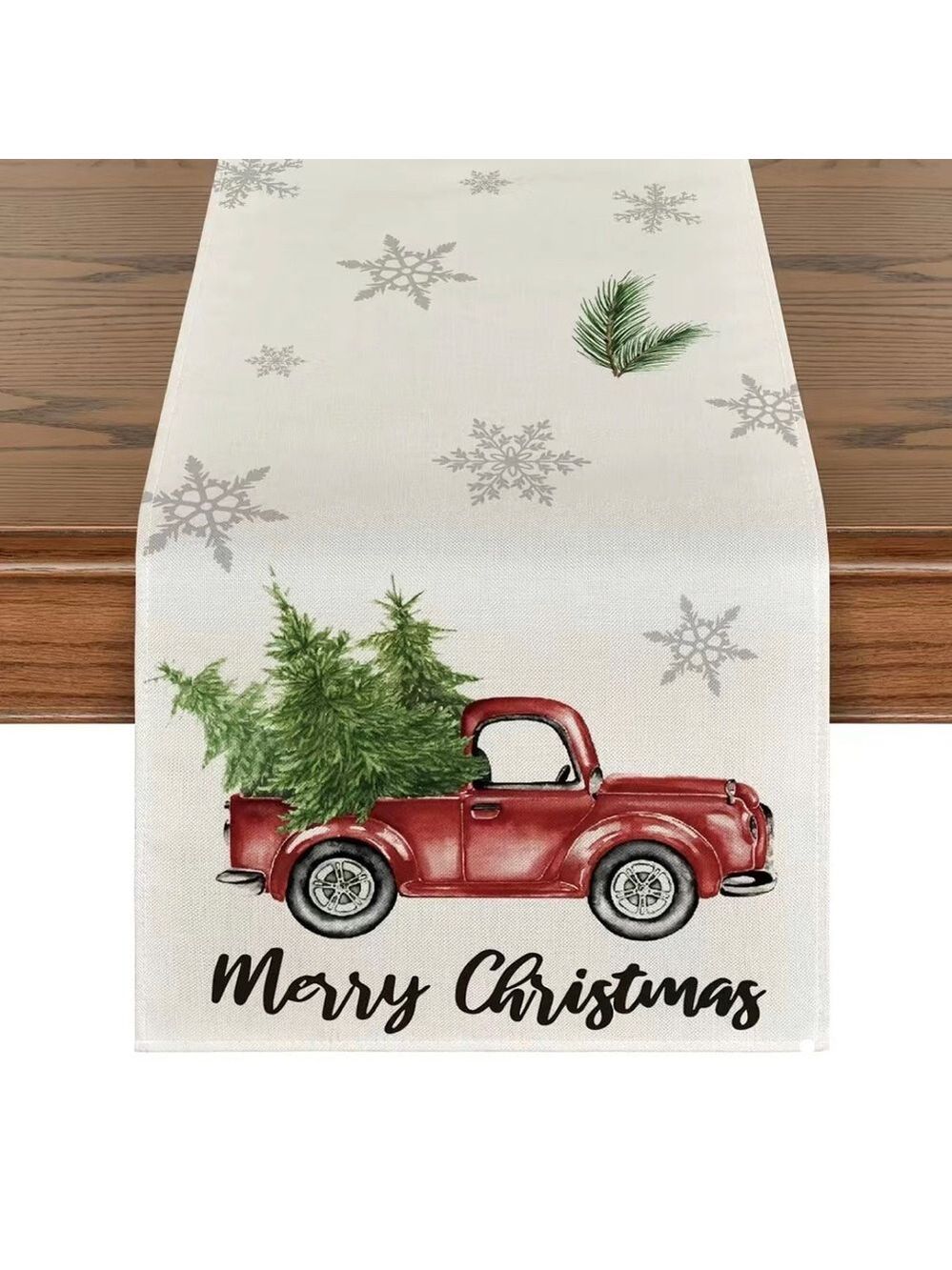 New Merry Christmas Snowflake Table Runner 72x13